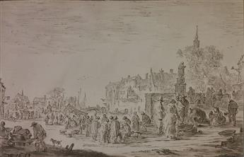 PLOOS van AMSTEL, CORNELIS. Nine color-printed etchings after 17th century Dutch master drawings,